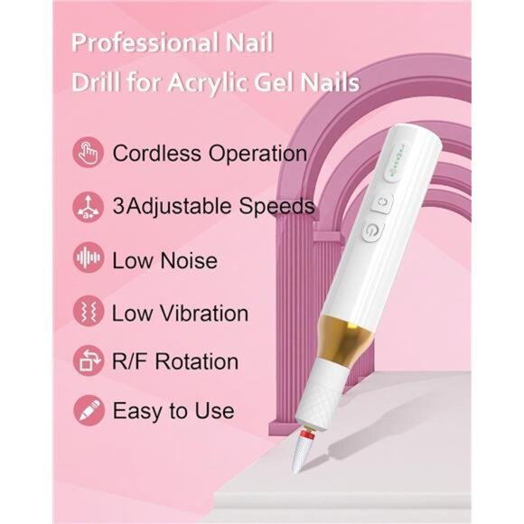 Nail Drill,Cordless Electric Files for Gel Nails E-File Manicure Kit Women - Picture 2 of 7